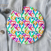 Kleurrijk hartjes patroon ronde button 6,0 cm (In situ)