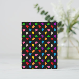Kleurrijk Hartjes Patroon Zwart  Briefkaart