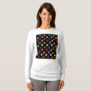 Kleurrijk Hartjes Patroon Zwart  T-shirt