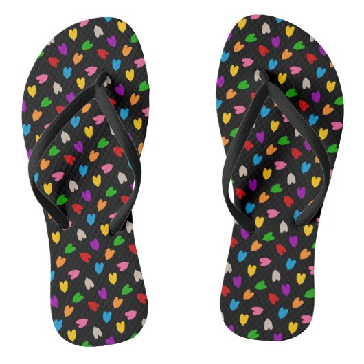 Kleurrijk Hartjes Patroon Zwart Teenslippers (Voetbed)