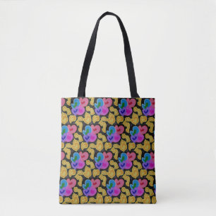 Kleurrijk hartontwerp over de hele afdruk tote bag