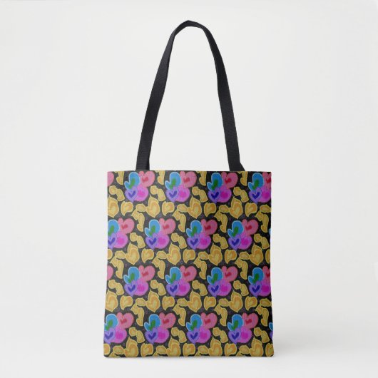 Kleurrijk hartontwerp over de hele afdruk tote bag (Voorkant)