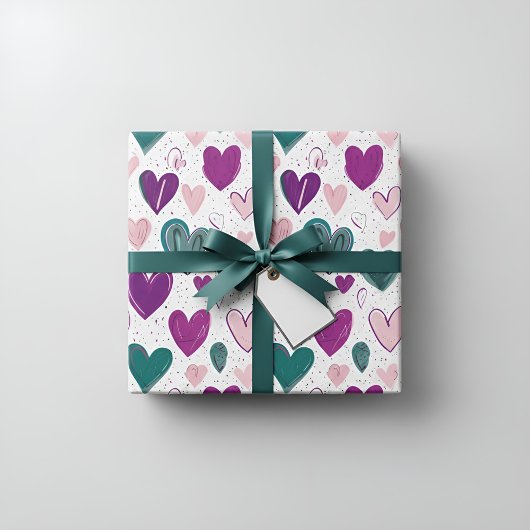  Kleurrijk Hartpatroon Cadeaupapier