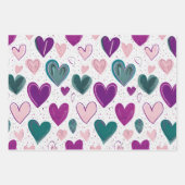  Kleurrijk Hartpatroon Cadeaupapier (Voorkant)