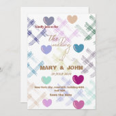 Kleurrijk Hartpatroon Huwelijksuitnodiging | Moder Kaart (Voorkant / Achterkant)