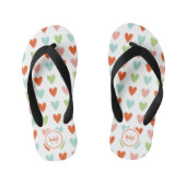 Kleurrijk hartpatroon monogram kinder teenslippers (Voetbed)