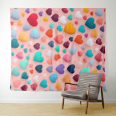 Kleurrijk hartpatroon wandkleed (In Situ (horizontaal))