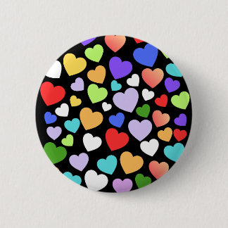 Kleurrijk hartsticker ronde button 5,7 cm