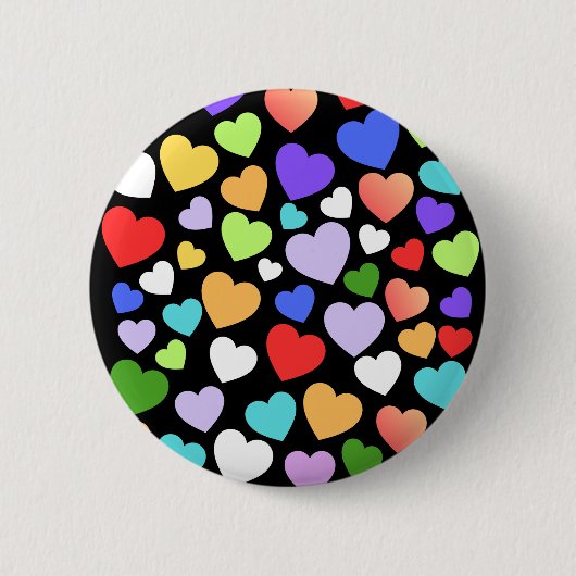 Kleurrijk hartsticker ronde button 5,7 cm (Voorkant)