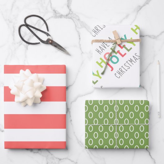 Kleurrijk Have a Holly Jolly Christmas| rood groen Inpakpapier Vel (Voorkant)