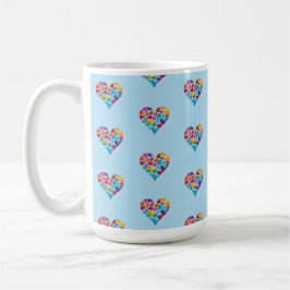 Kleurrijk Hearts Design, Blauw, Geniet!, Custom Koffiemok