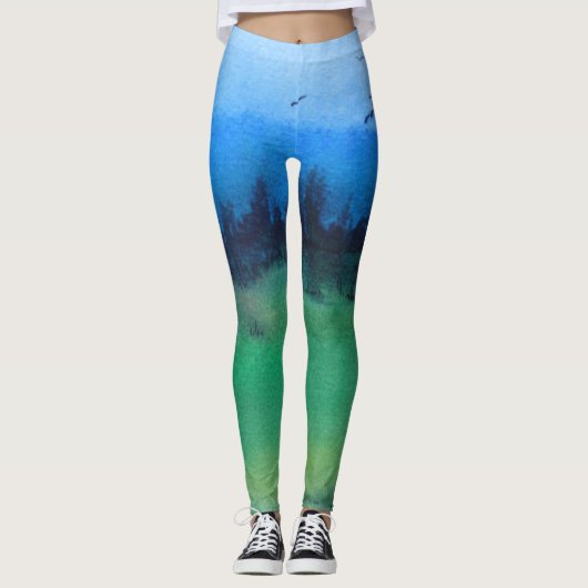 Kleurrijk hedendaags abstract ontwerp van landscha leggings (Voorkant)