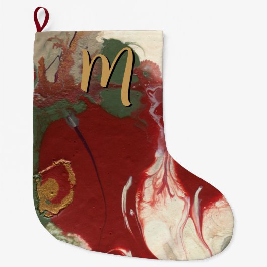 Kleurrijk hedendaags geschilderd Abstract monogram Grote Kerstsok (Voorkant)