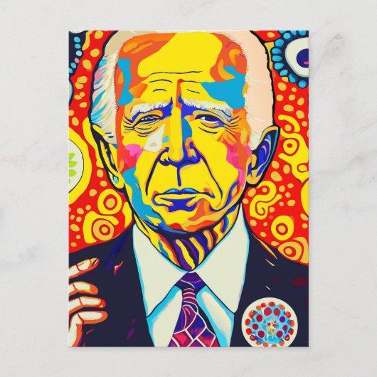 Kleurrijk Hedendaags Joe Biden Portret Briefkaart (Voorkant)