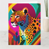 Kleurrijk Hedendaags Oerwoud Cheetah Portret Kaart (Voorkant)