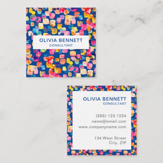 Kleurrijk, helder Abstract Vierkante Visitekaartje (Voorkant / Achterkant)