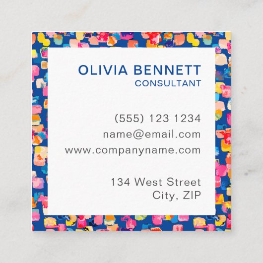 Kleurrijk, helder Abstract Vierkante Visitekaartje (Achterkant)