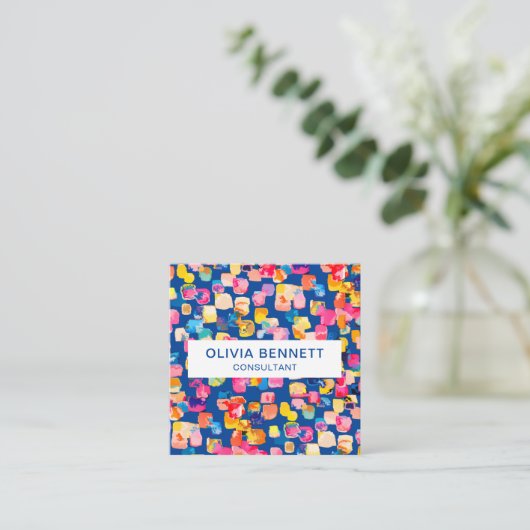 Kleurrijk, helder Abstract Vierkante Visitekaartje (Staand voorkant)