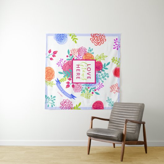 Kleurrijk helder fleurig lentebloemen boeket in vl wandkleed (In Situ (horizontaal))