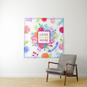 Kleurrijk helder fleurig lentebloemen boeket in vl wandkleed (In situ)