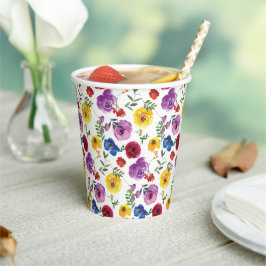 Kleurrijk helder & levendig waterverf bloemendesig papieren bekers