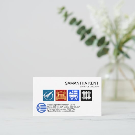 Kleurrijk helder logistiek servicepictogram visitekaartje (Staand voorkant)