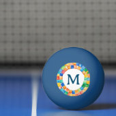 Kleurrijk helder mozaïek randpatroon monogram pingpongbal (Net)