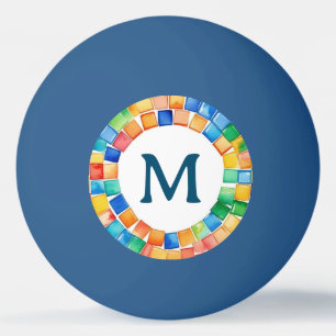 Kleurrijk helder mozaïek randpatroon monogram pingpongbal