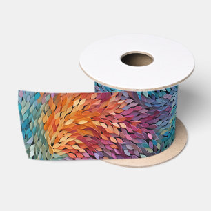 Kleurrijk helder pastel abstract bladerenpatroon satijnen lint