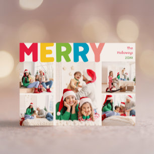 Kleurrijk & helder vrolijk jaar in Review vijf fot Feestdagenkaart