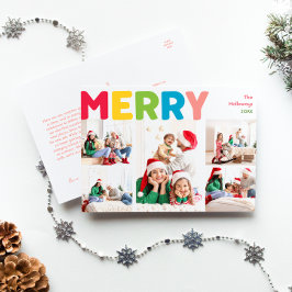 Kleurrijk & Helder Vrolijk Jaar in Review Vijf Fot Feestdagenkaart