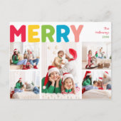 Kleurrijk & Helder Vrolijk Jaar in Review Vijf Fot Feestdagenkaart (Voorkant)