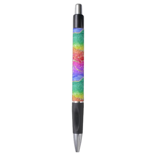 Kleurrijk helderRainbow Glitter Gold Agate Pen (Voorkant Verticaal)