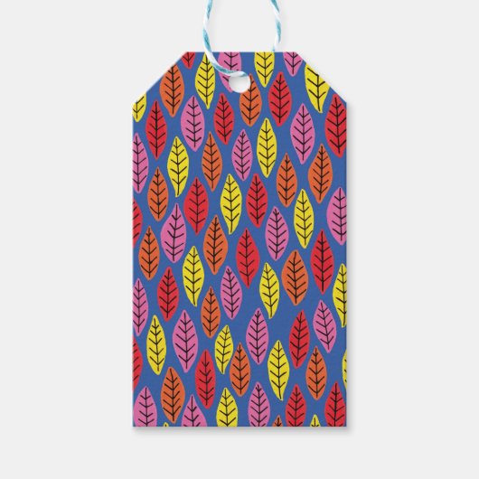 Kleurrijk herfst bladpatroon cadeaulabel (Voorkant)