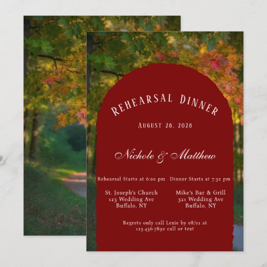 Kleurrijk Herfst Dag Repetitie Diner Kaart (Voorkant / Achterkant)