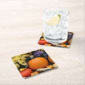 Kleurrijk herfst decoratief pompoenscherm kartonnen onderzetters (Insitu)