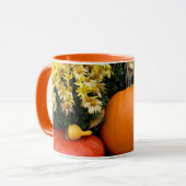 Kleurrijk herfst decoratief pompoenscherm mok (Voorkant links)