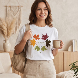 Kleurrijk Herfst Esdorenblad Geef Dank Dankbaarhei T-shirt