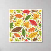 Kleurrijk Herfstblad en Eikel Patroon Canvas Afdruk (Voorkant)