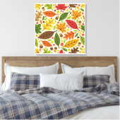 Kleurrijk Herfstblad en Eikel Patroon Canvas Afdruk (Insitu (Slaapkamer))