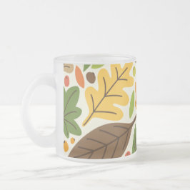 Kleurrijk Herfstblad en Eikel Patroon Matglas Koffiemok