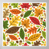 Kleurrijk Herfstblad en Eikel Patroon Poster (Voorkant)