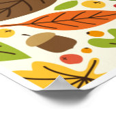 Kleurrijk Herfstblad en Eikel Patroon Poster (Hoek)