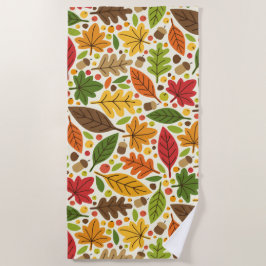 Kleurrijk Herfstblad en Eikel Patroon Strandlaken