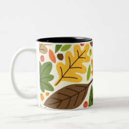 Kleurrijk Herfstblad en Eikel Patroon Tweekleurige Koffiemok