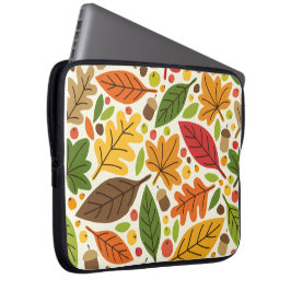 Kleurrijk Herfstblad en Eikelpatroon Laptop Sleeve