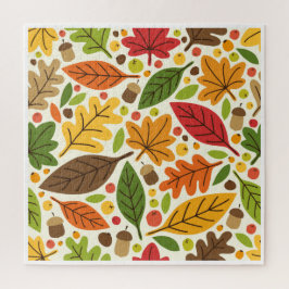 Kleurrijk herfstblad en eikelpatroon legpuzzel