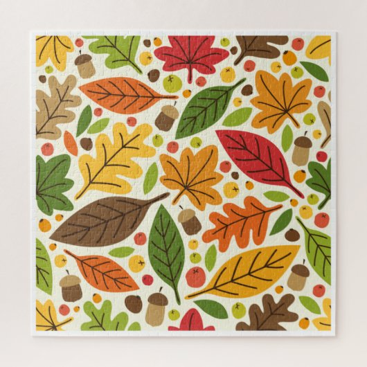 Kleurrijk herfstblad en eikelpatroon legpuzzel (Verticaal)