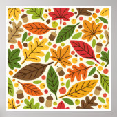Kleurrijk Herfstblad en Eikelpatroon Poster (Voorkant)