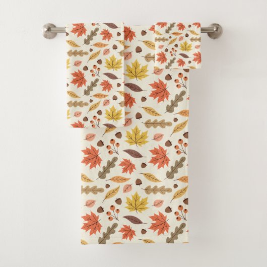 Kleurrijk Herfstblad Herfst Patroon Bad Handdoek (Insitu)